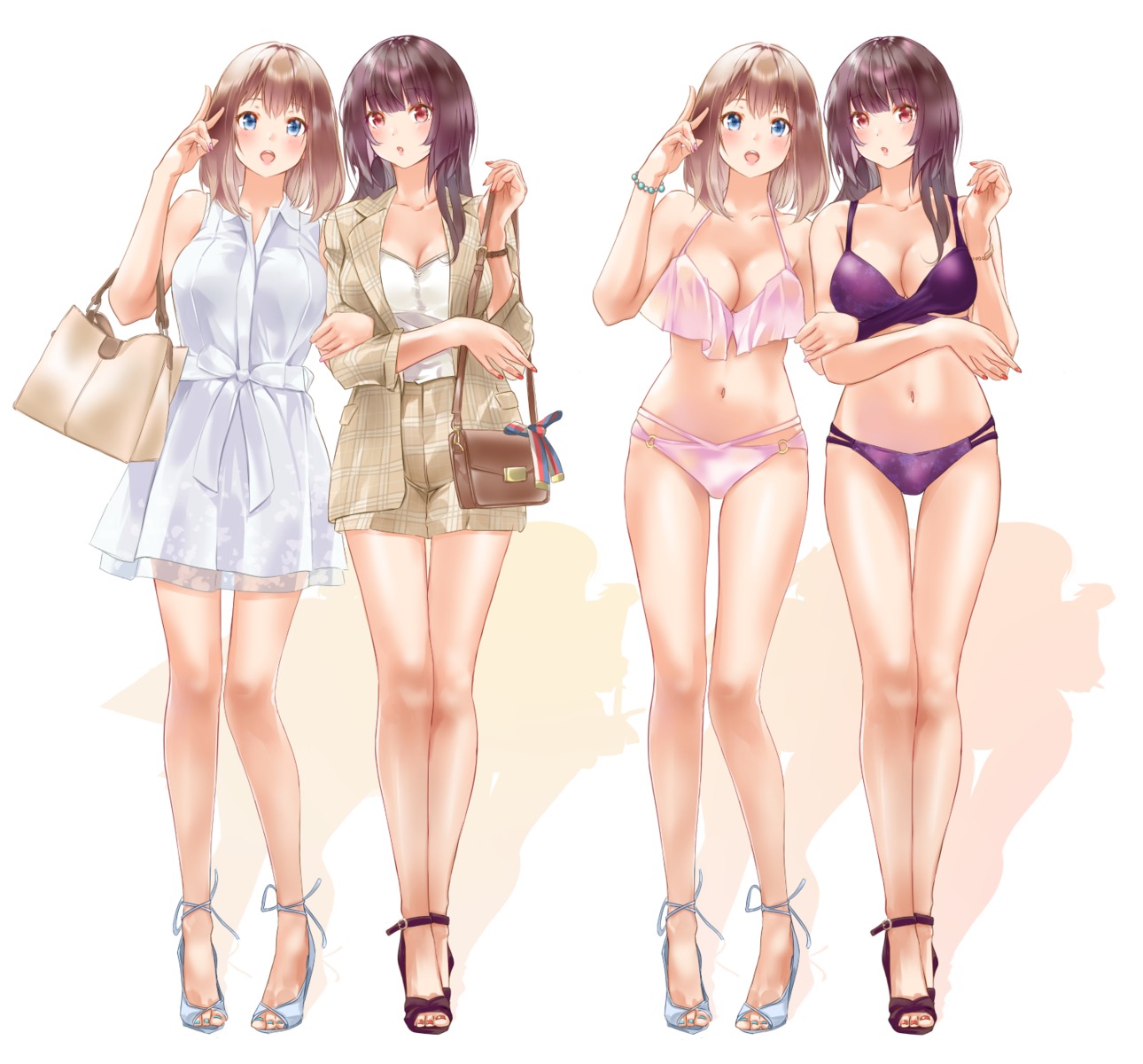 bikini cleavage dress koji_(kojikojimdw) see_through swimsuits yuri