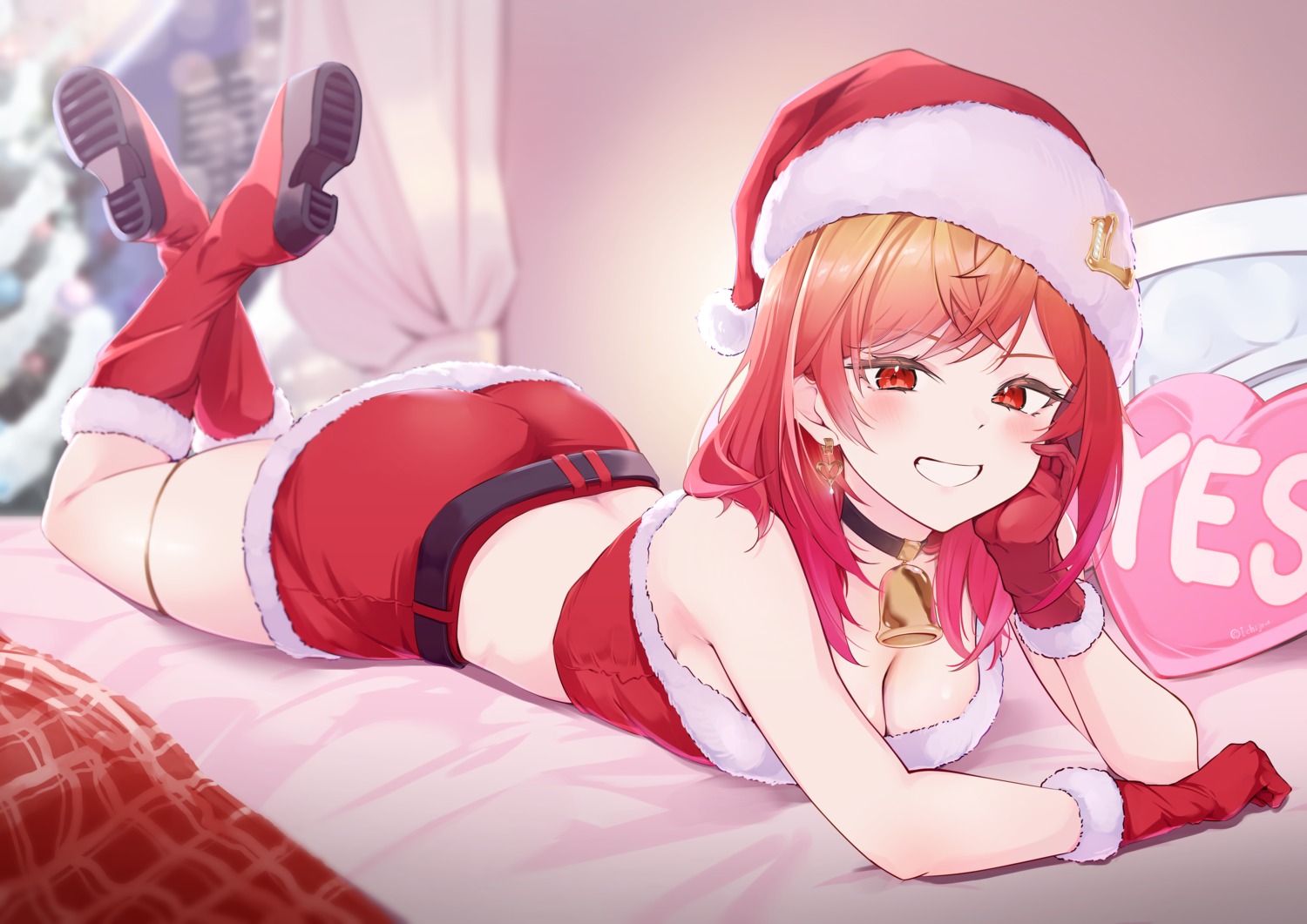 christmas garter hololive hololive_dev_is ichijou_ririka inuinuo_gataken no_bra