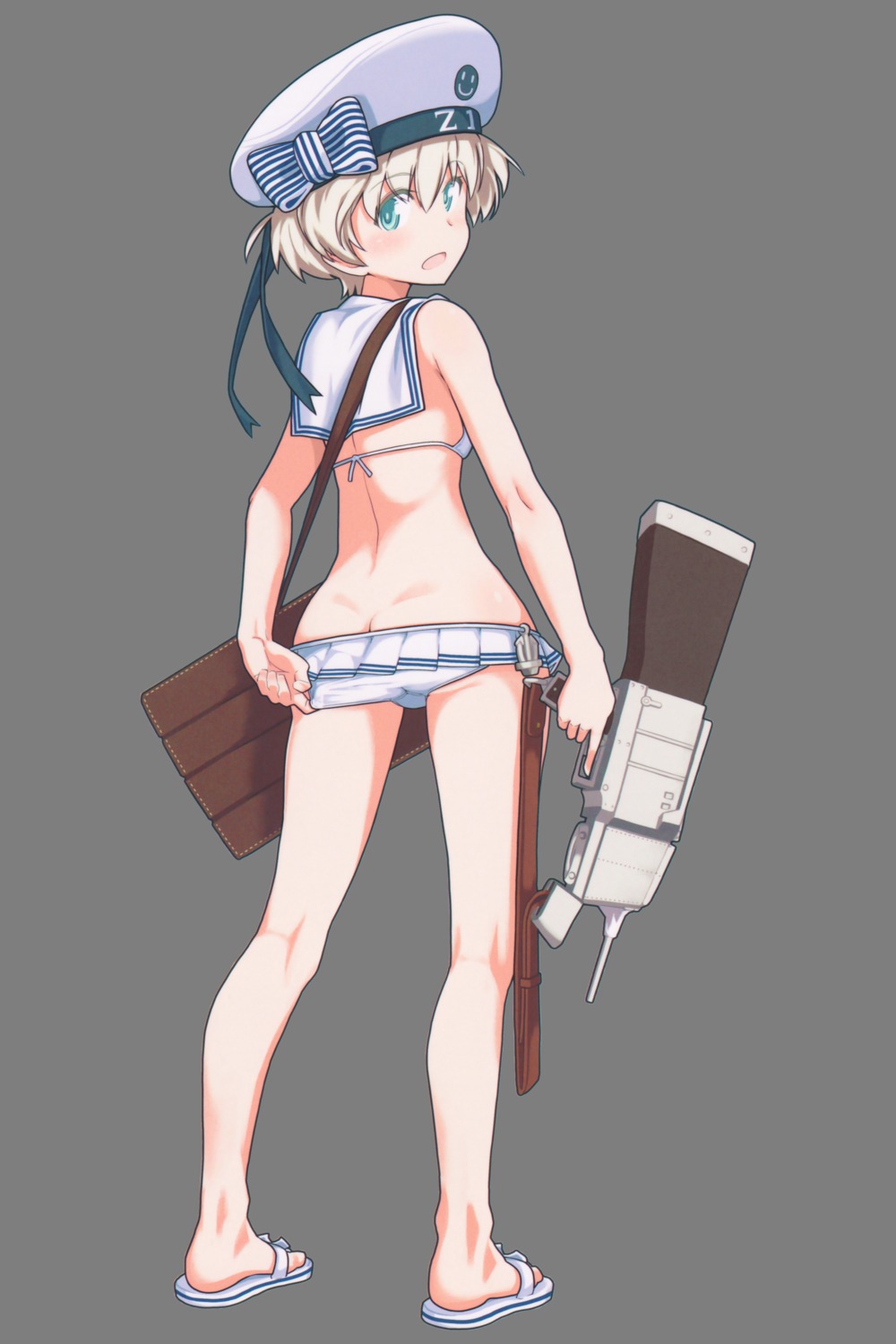 ass bikini gun kantai_collection kikunosukemaru loli panty_pull swimsuits transparent_png undressing z1_leberecht_maass_(kancolle)