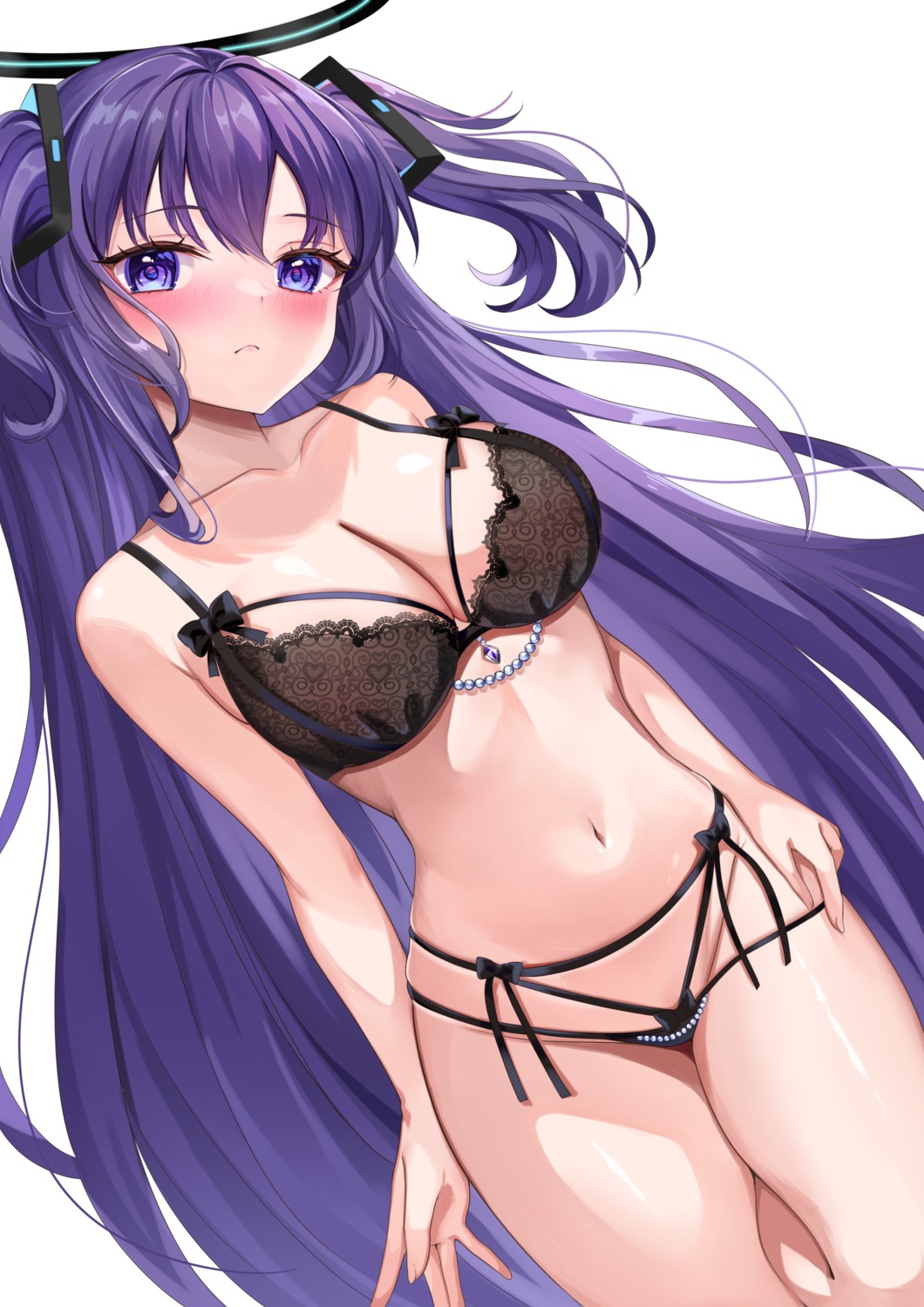 blue_archive bra halo hayase_yuuka katsushika_pachi lingerie pantsu thong