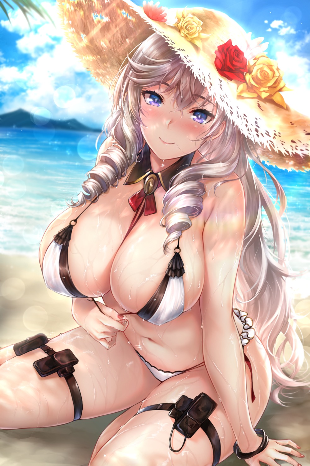 algerie_(azur_lane) azur_lane bikini erect_nipples garter rei_kun swimsuits wet