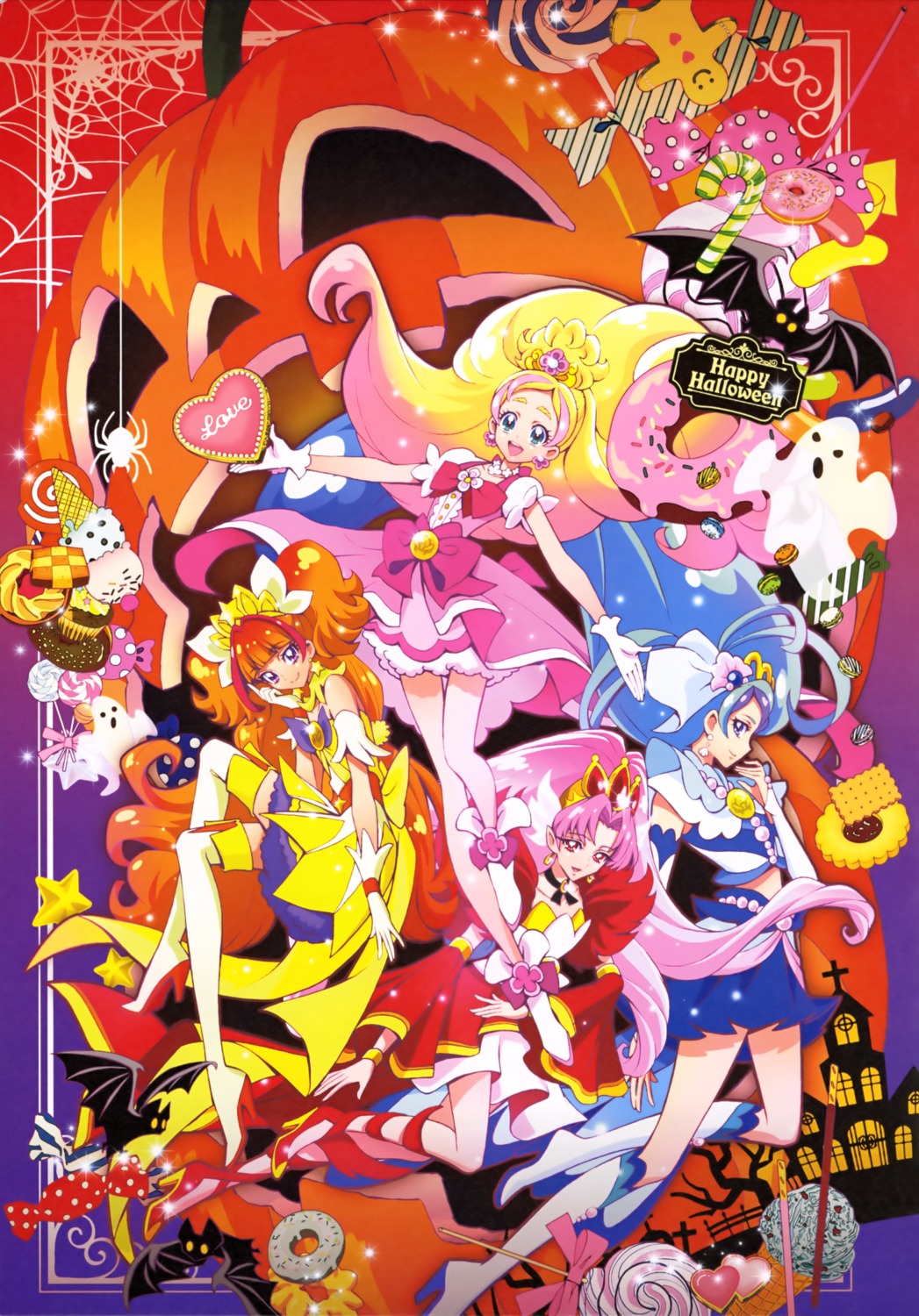 akagi_towa amanogawa_kirara dress go!_princess_pretty_cure halloween haruno_haruka heels kaidou_minami kamikita_futago pretty_cure thighhighs