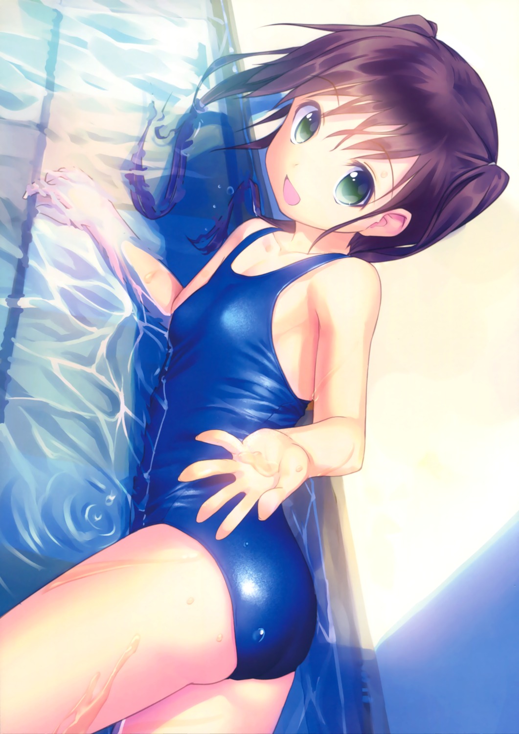 ass erect_nipples kogemashita loli school_swimsuit swimsuits takoyaki wet