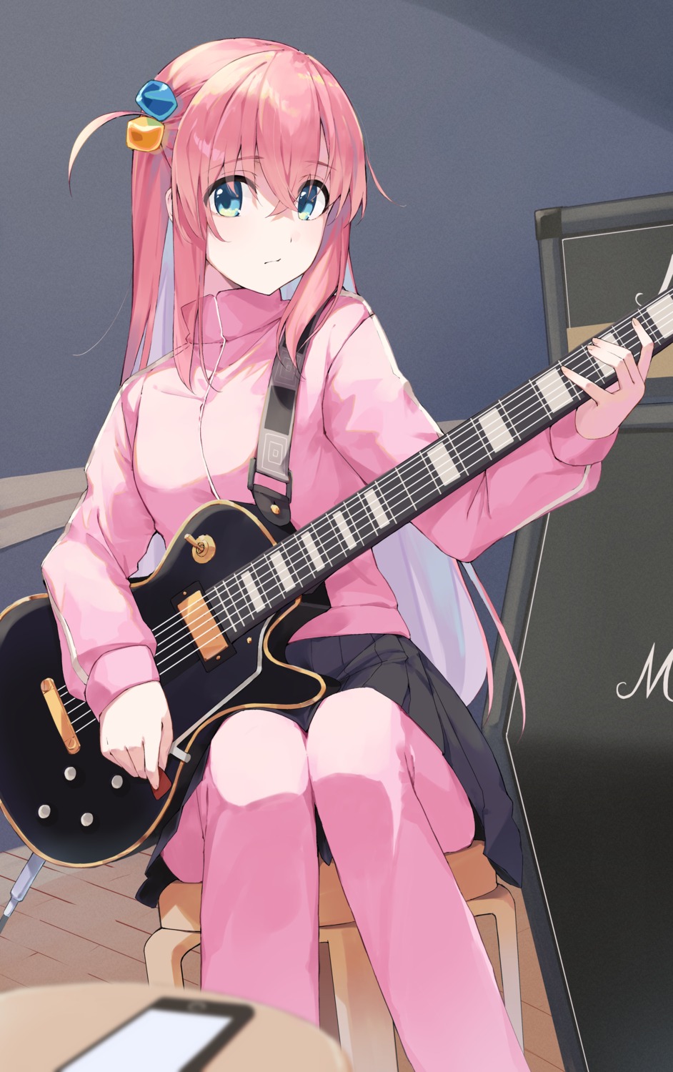 bocchi_the_rock! gotou_hitori guitar gym_uniform marie_(pixiv31942978) seifuku