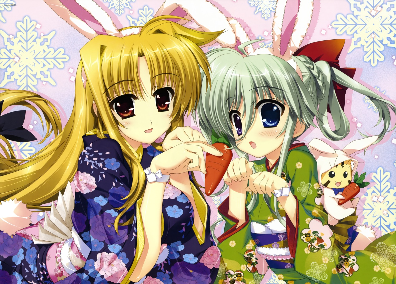 animal_ears asteion bunny_ears einhart_stratos fate_testarossa fujima_takuya heterochromia kimono mahou_shoujo_lyrical_nanoha mahou_shoujo_lyrical_nanoha_vivid