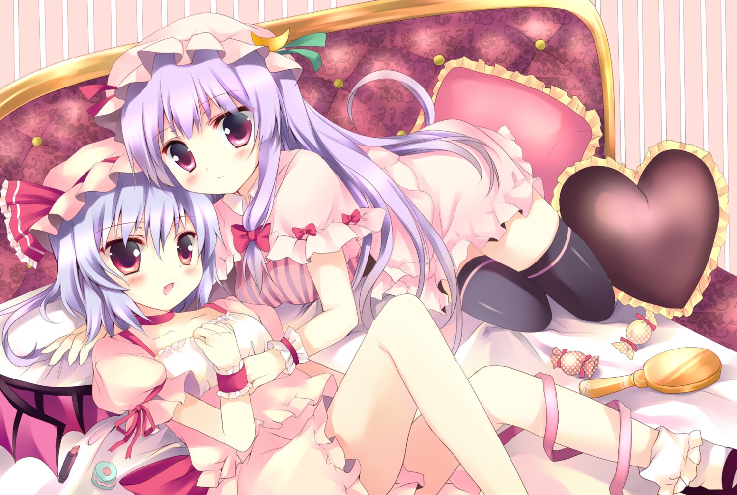 azumi_kazuki patchouli_knowledge remilia_scarlet thighhighs touhou wings