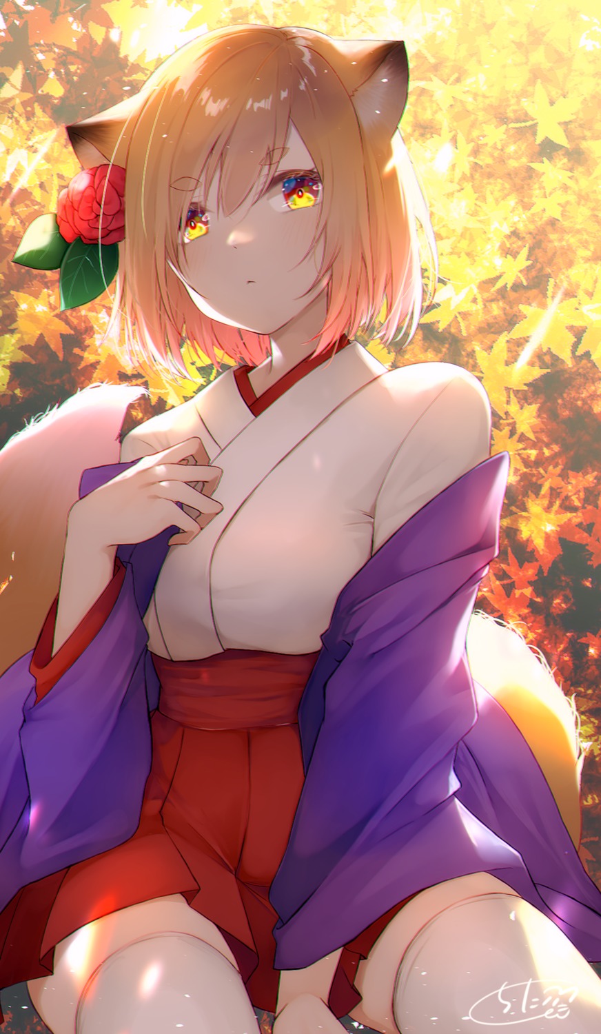 animal_ears japanese_clothes kitsune tagme tail thighhighs