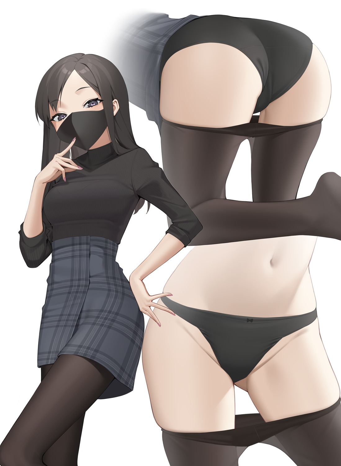 ass kuen_(kuennn12) pantsu pantyhose skirt_lift