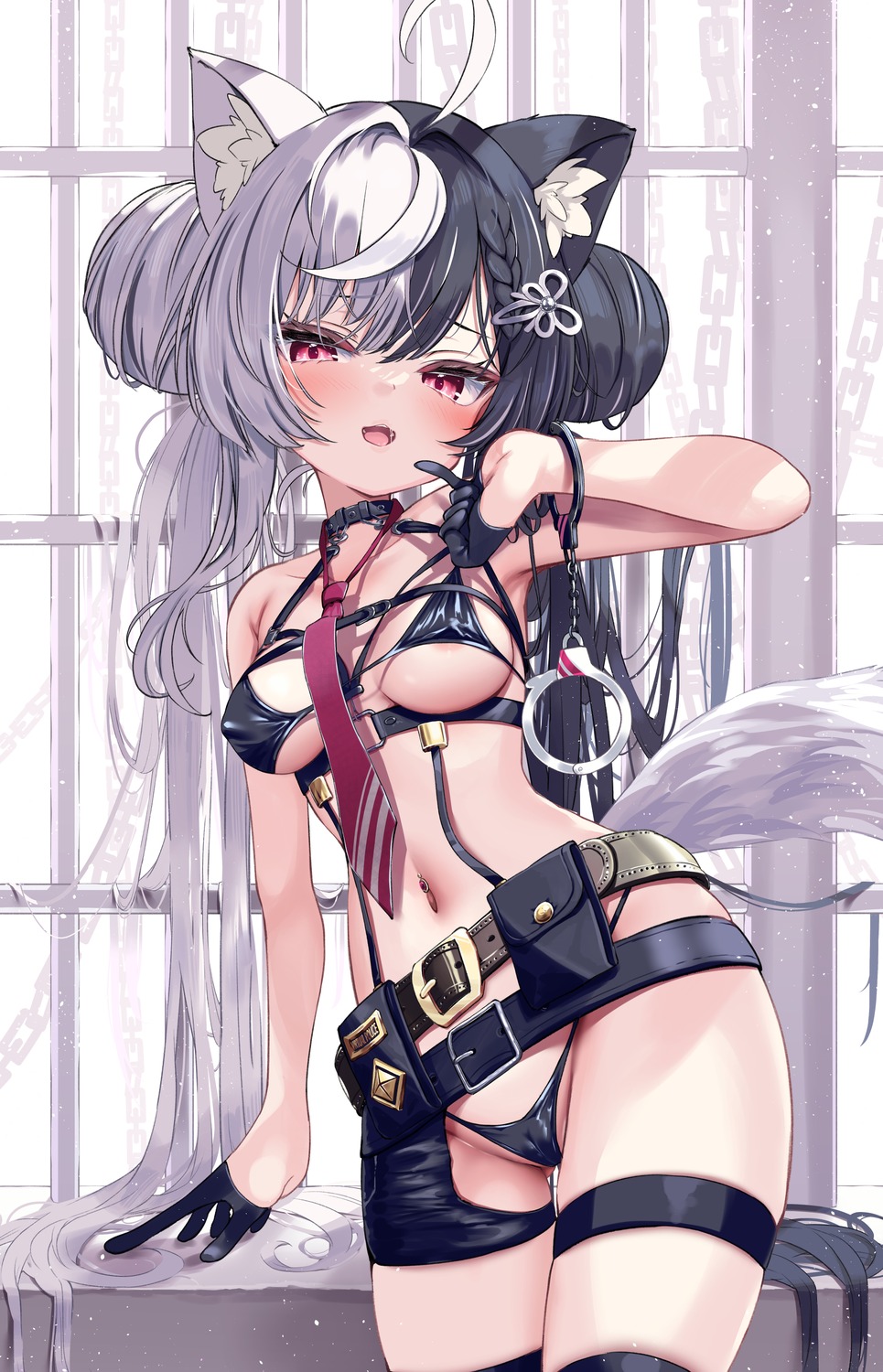 animal_ears areola bikini cameltoe erect_nipples garter nyahu_(nyahu_77) swimsuits tail thong