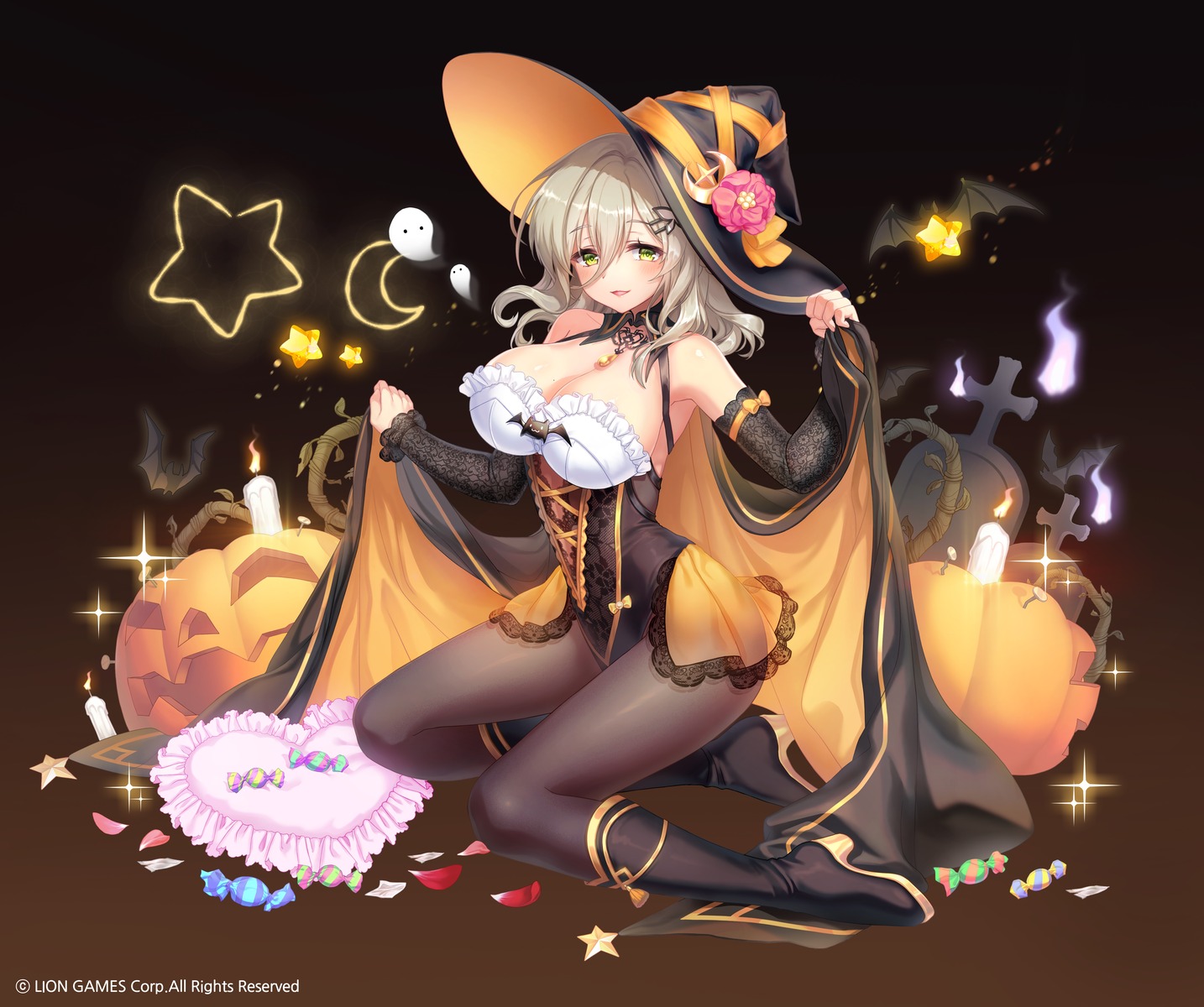 halloween heels kyjsogom lee_nabi no_bra pantyhose soul_worker witch