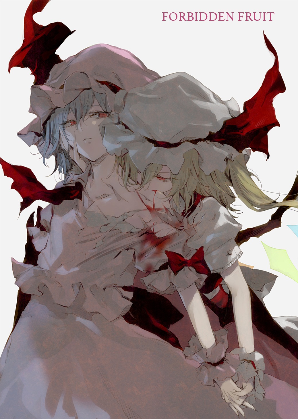 blood dress flandre_scarlet minakata_sunao remilia_scarlet touhou wings yuri