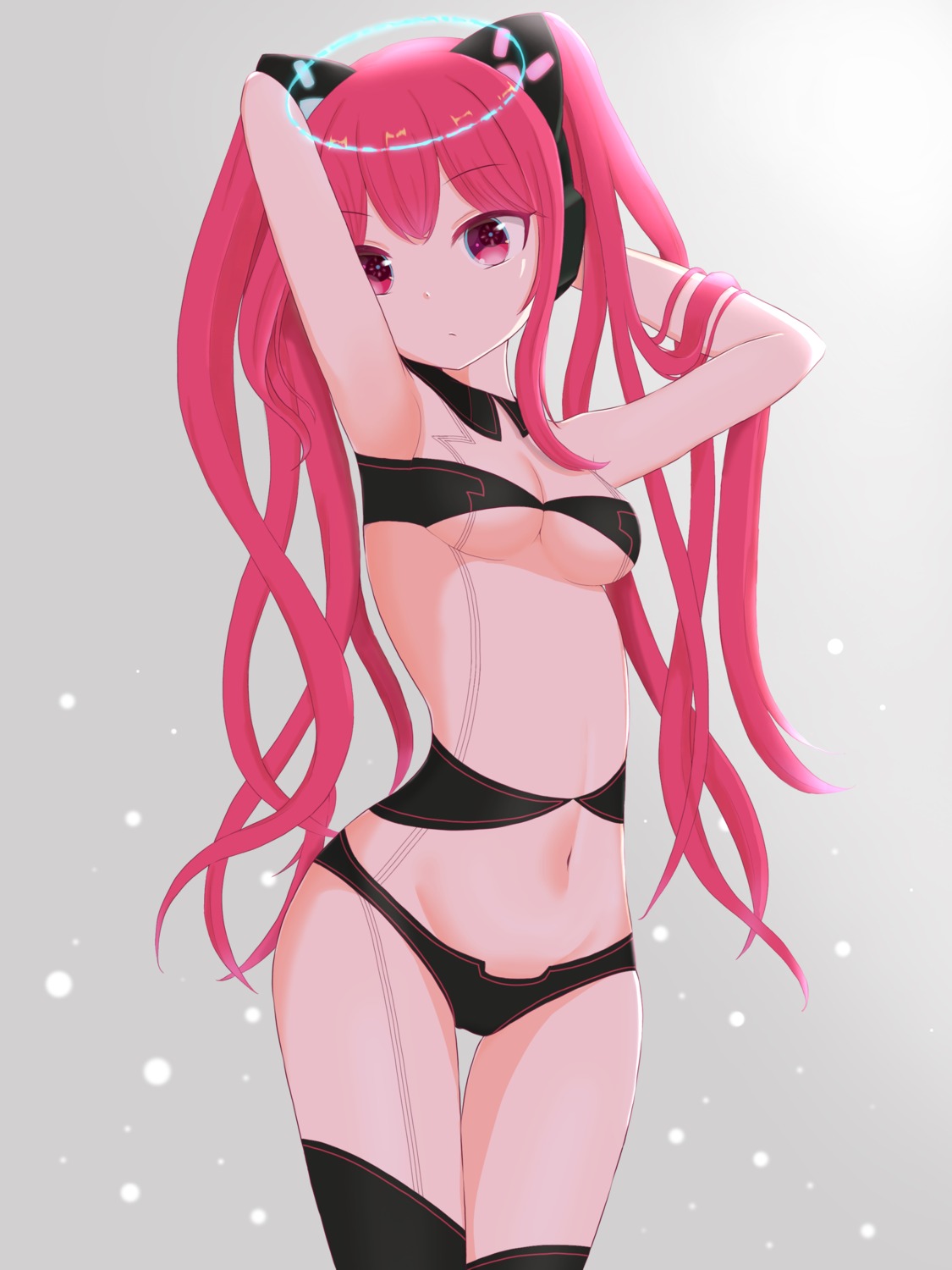 angel animal_ears beanjam0917 bikini grace_(sound_voltex) headphones sound_voltex swimsuits tattoo thighhighs