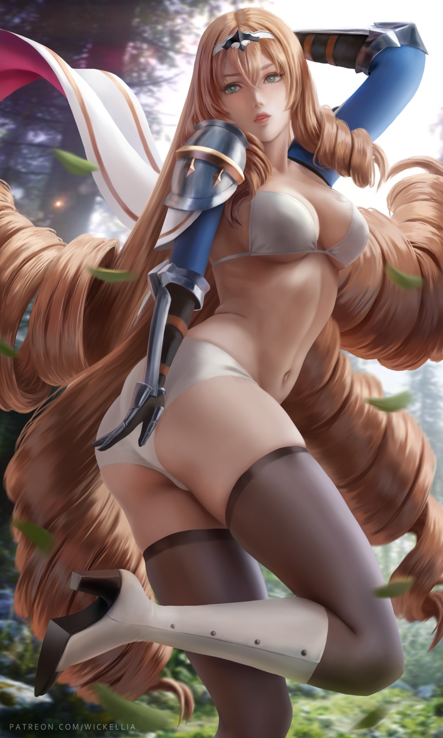 armor ass bra cleavage epic7 heels lidica_(epic7) pantsu thighhighs wickellia