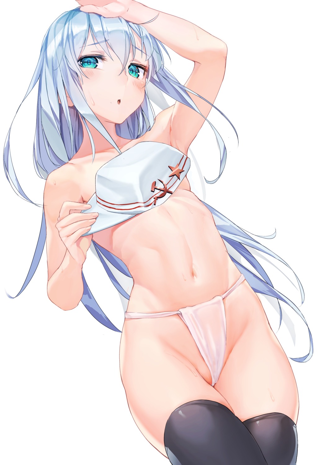 cameltoe fundoshi hibiki_(kancolle) kantai_collection see_through thighhighs topless ts422 verniy_(kancolle)