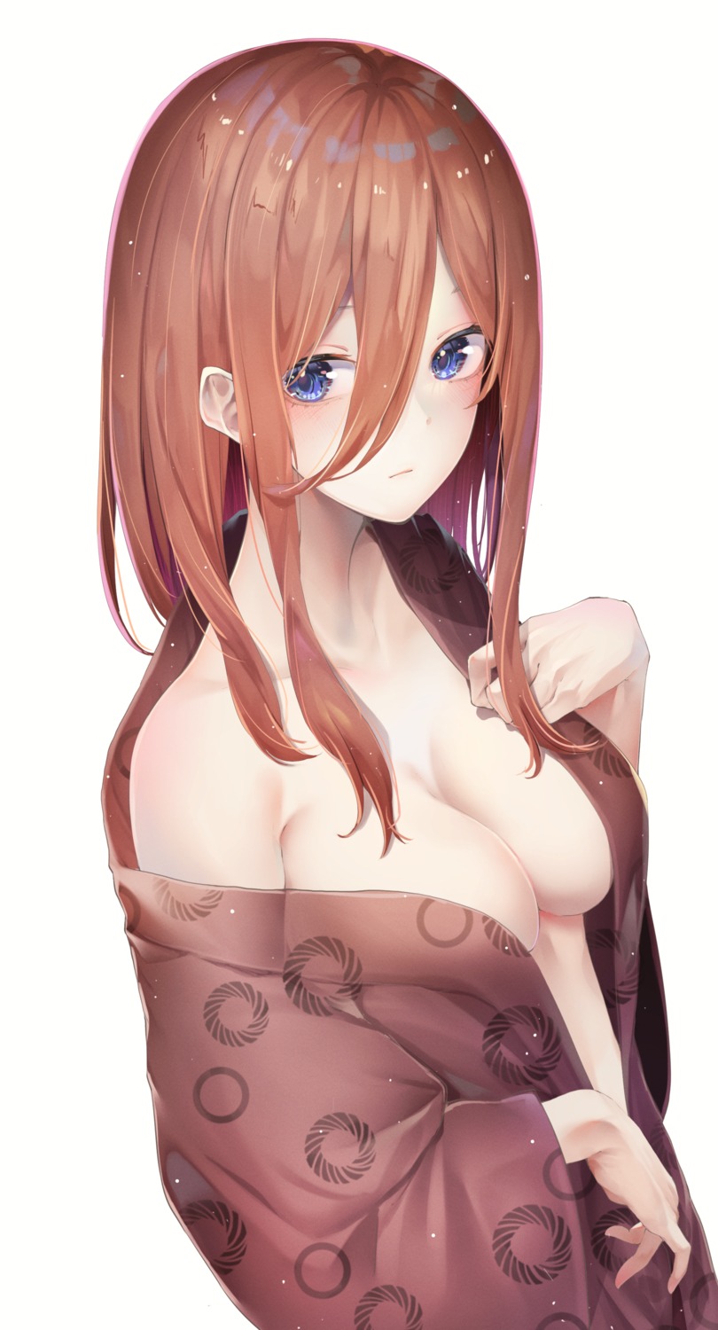 5-toubun_no_hanayome nakano_miku no_bra open_shirt undressing yukata yuunamida_uyu