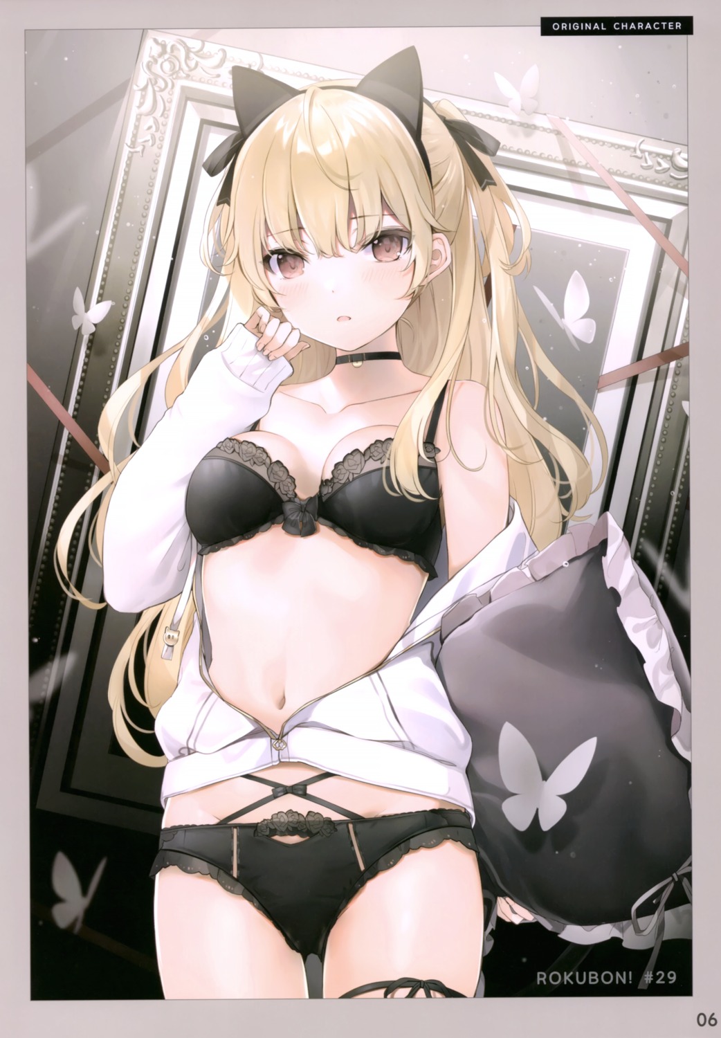 6u animal_ears bra eternal_land garter open_shirt pantsu