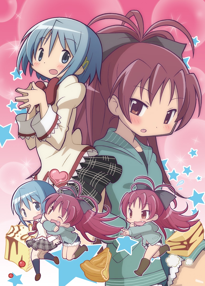 gecchu miki_sayaka puella_magi_madoka_magica sakura_kyouko seifuku