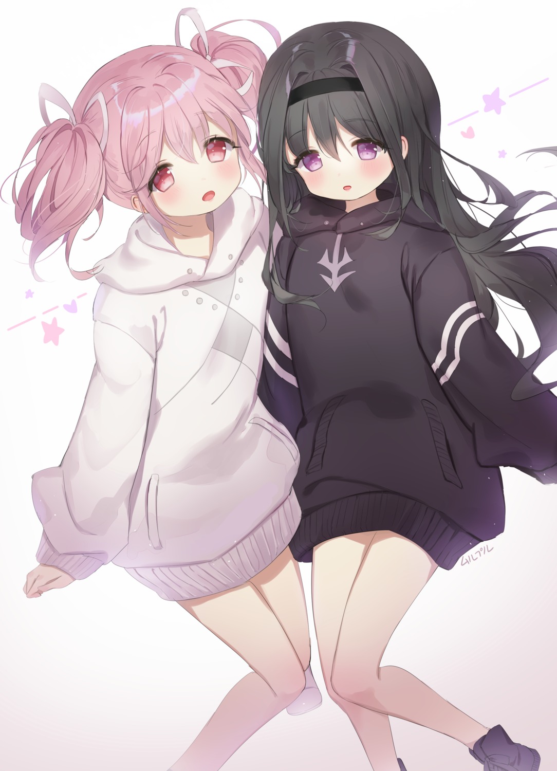 akemi_homura haruri kaname_madoka mahou_shoujo_madoka_magica sweater