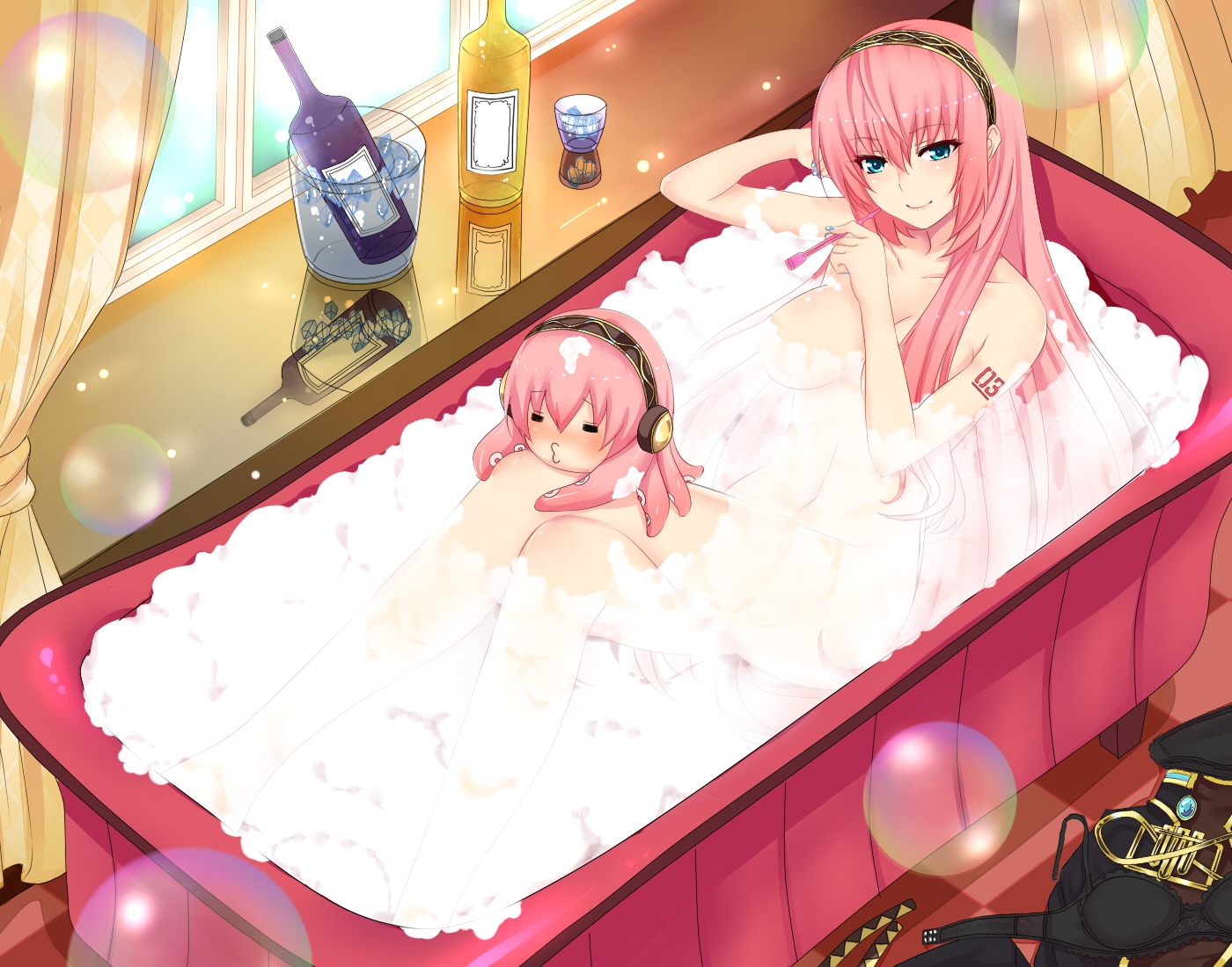 bathing megurine_luka naked nuko_(mikupantu) vocaloid