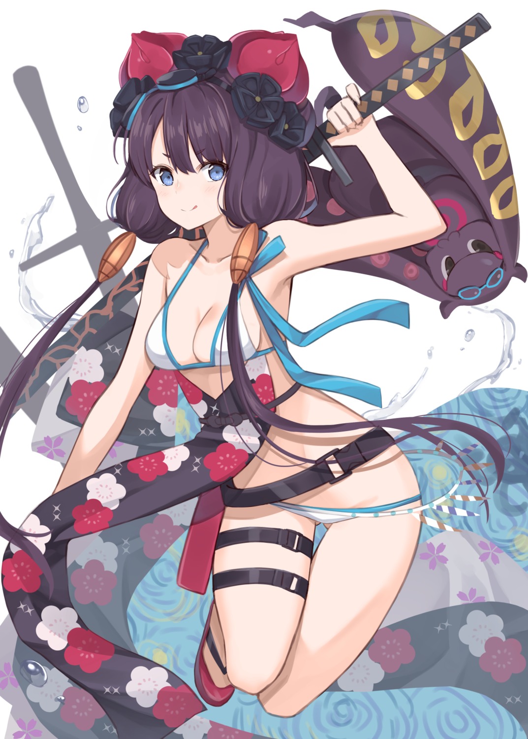 bikini fate/grand_order garter katsushika_hokusai_(fate) swimsuits sword yuzu-aki