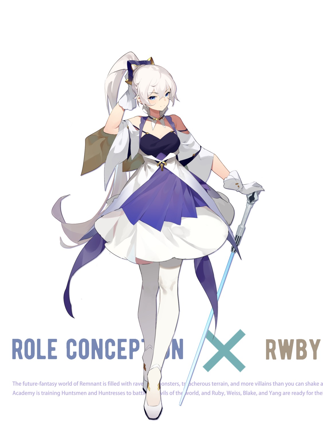 cro_(pixiv14643743) dress rwby sword thighhighs weiss_schnee