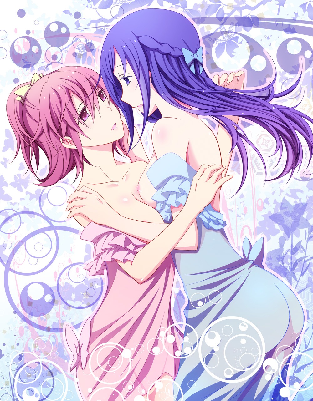 aida_mana breasts dokidoki!_precure dress hishikawa_rikka isya nipples pretty_cure see_through yuri