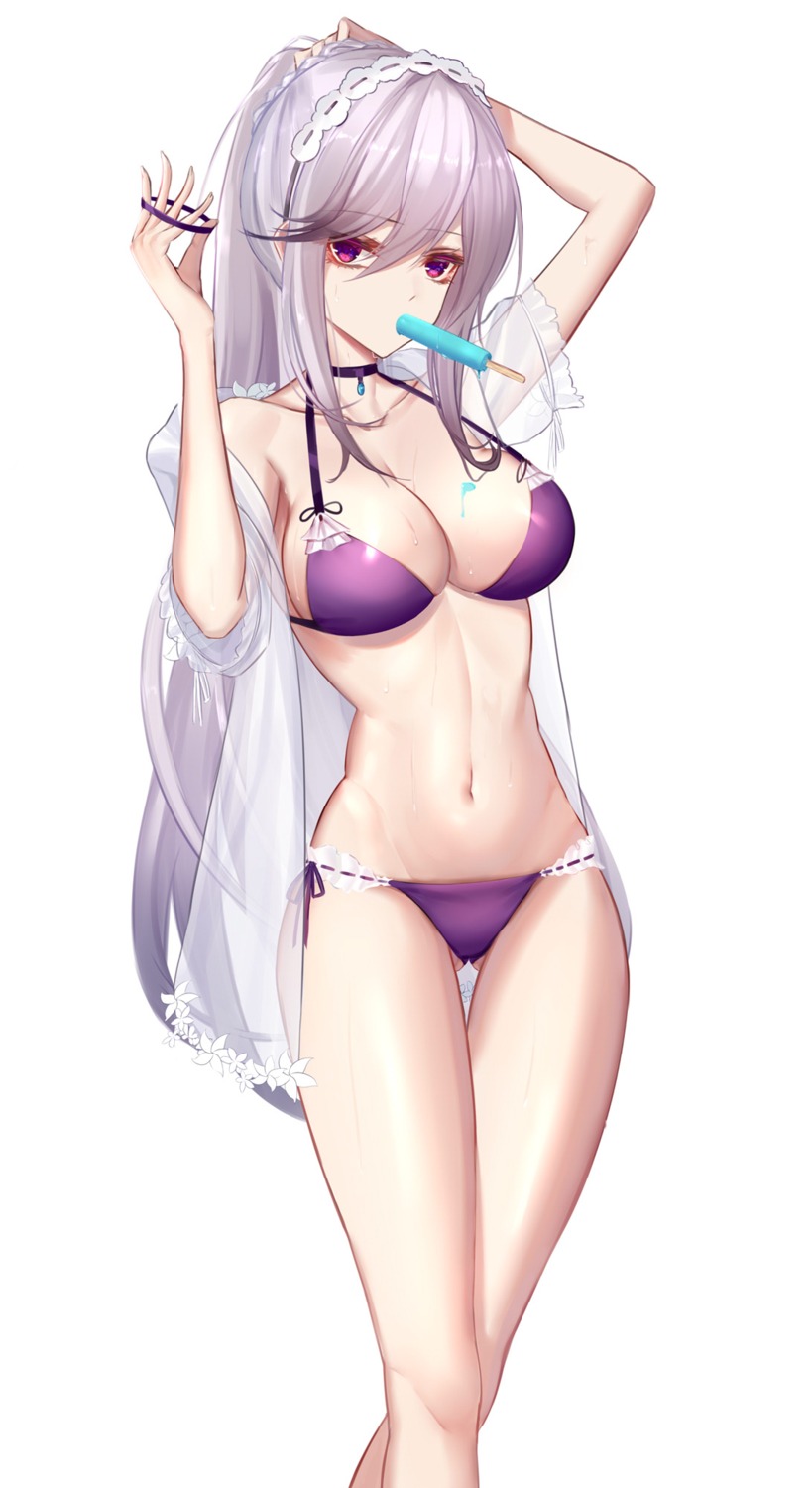 azur_lane bikini dunkerque_(azur_lane) open_shirt see_through swimsuits tagme