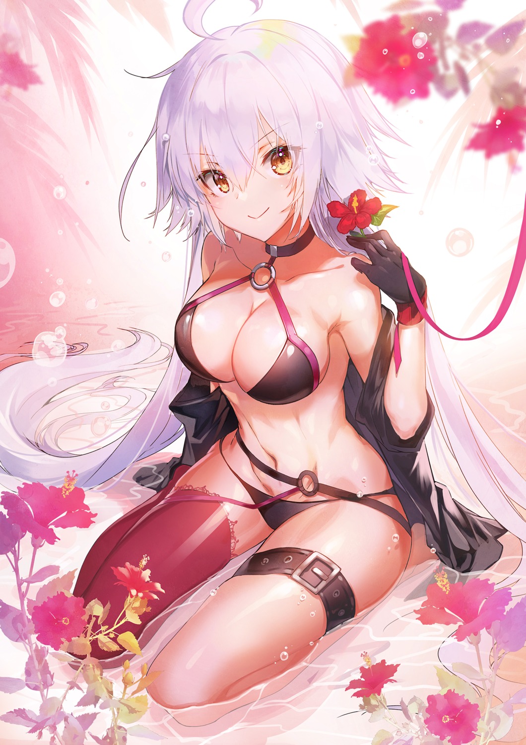 apple_caramel bikini fate/grand_order garter jeanne_d'arc jeanne_d'arc_(alter)_(fate) swimsuits thighhighs wet