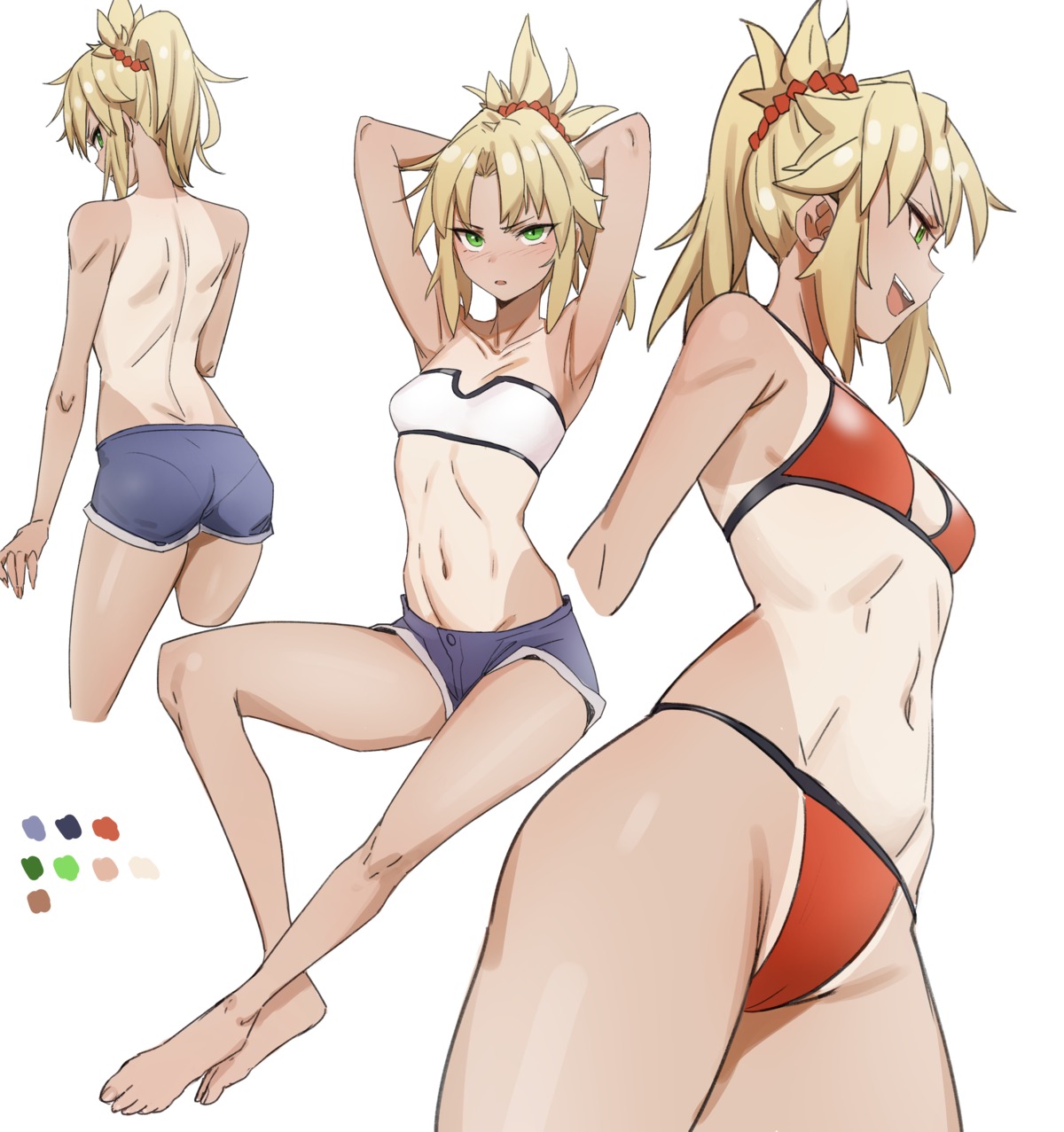 ass bikini fate/grand_order kiritzugu mordred_(fate) swimsuits tan_lines topless