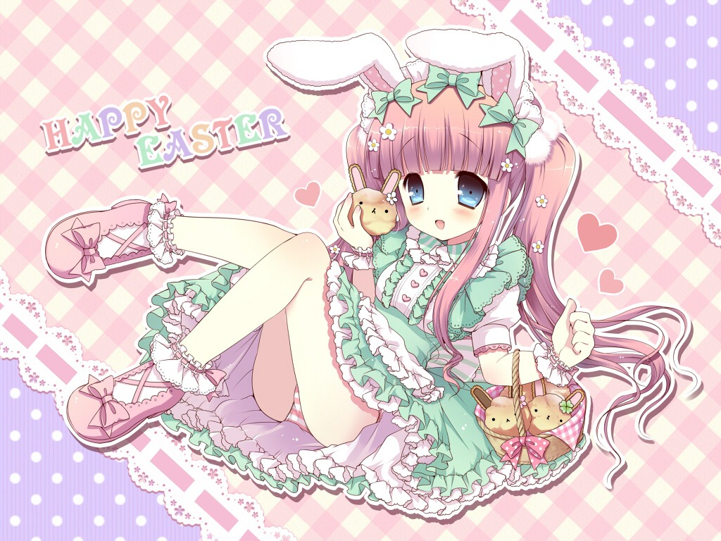 7sta animal_ears bunny_ears dress loli lolita_fashion pantsu shimapan wallpaper