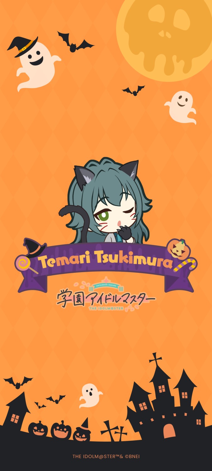 animal_ears bandai_namco chibi gakuen_idolm@ster halloween nekomimi seifuku tagme tail the_idolm@ster tsukimura_temari