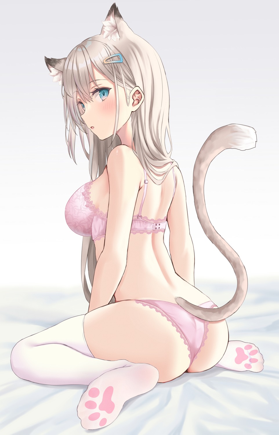 akino_ell animal_ears ass bra lingerie nekomimi pantsu tail thighhighs thong