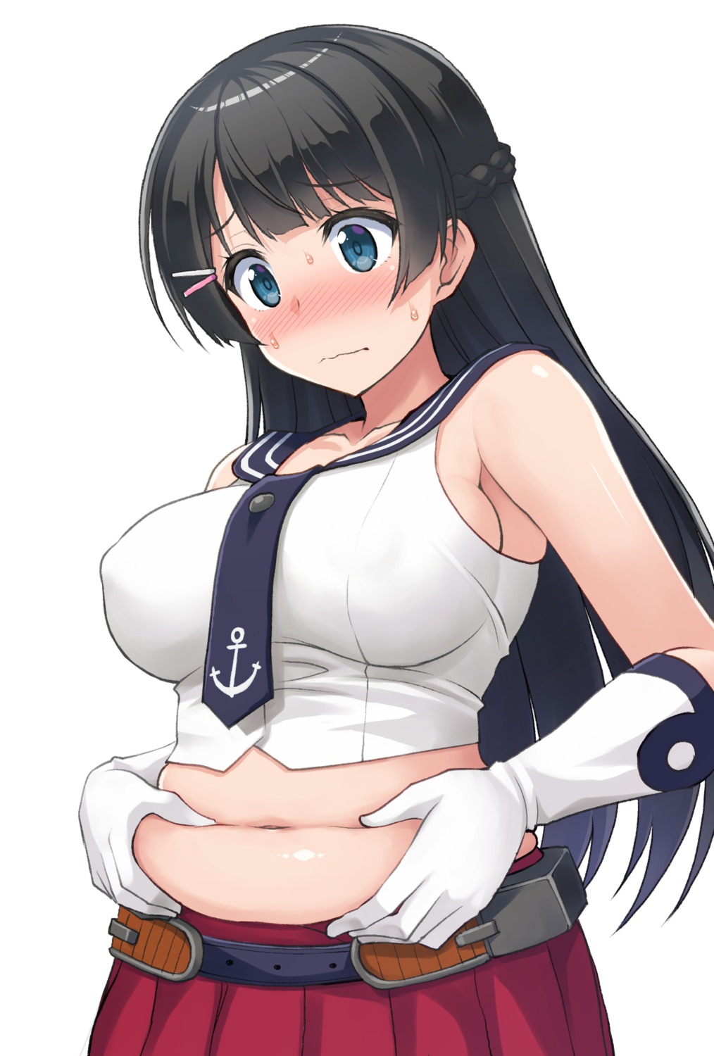 agano_(kancolle) cosplay erect_nipples hormone_koijirou kantai_collection nijisanji no_bra seifuku tsukino_mito