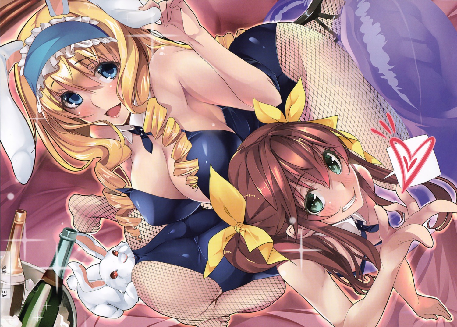 animal_ears bunny_ears bunny_girl cecilia_alcott cleavage fishnets huang_lingyin infinite_stratos marushin