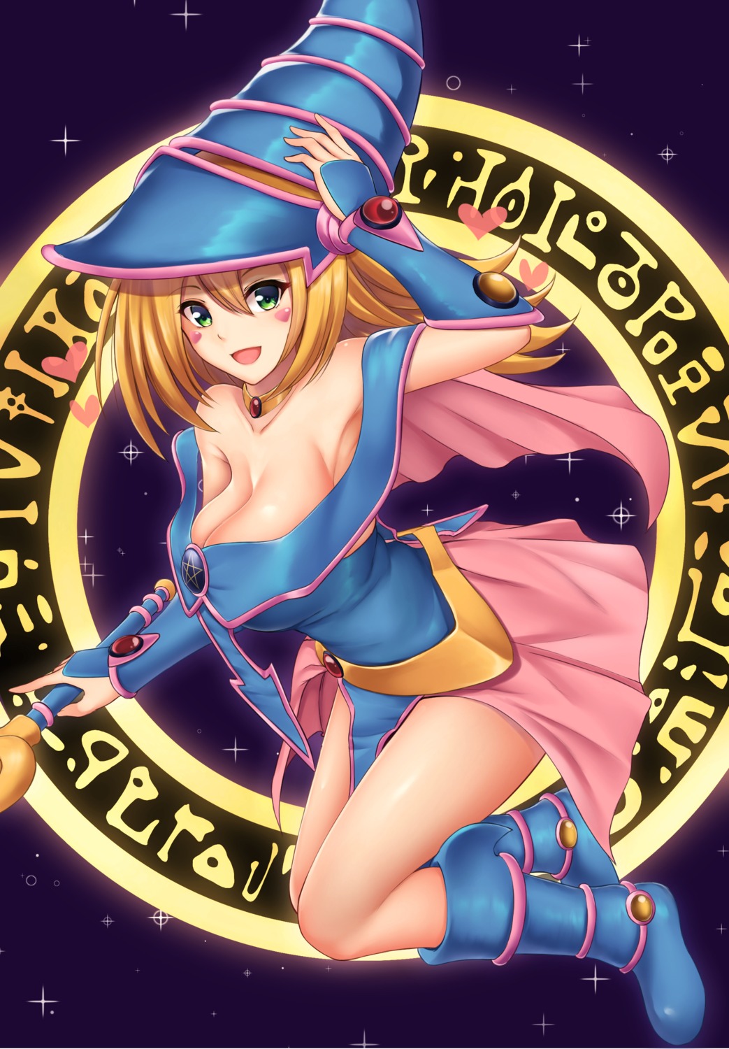 cleavage dark_magician_girl no_bra open_shirt satosi yugioh