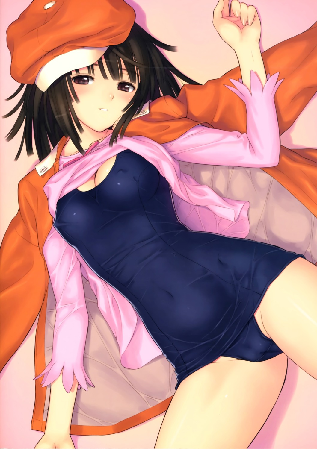 bakemonogatari cameltoe erect_nipples monogatari_(series) school_swimsuit sengoku_nadeko shirt_lift swimsuits t2_art_works tony_taka