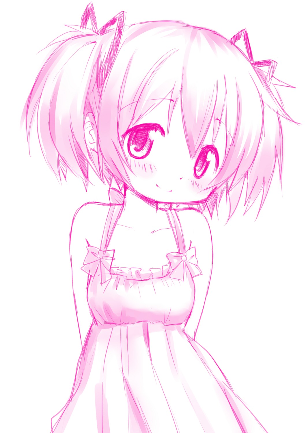 dress kaname_madoka monochrome puella_magi_madoka_magica tsubaki_(tatajd)