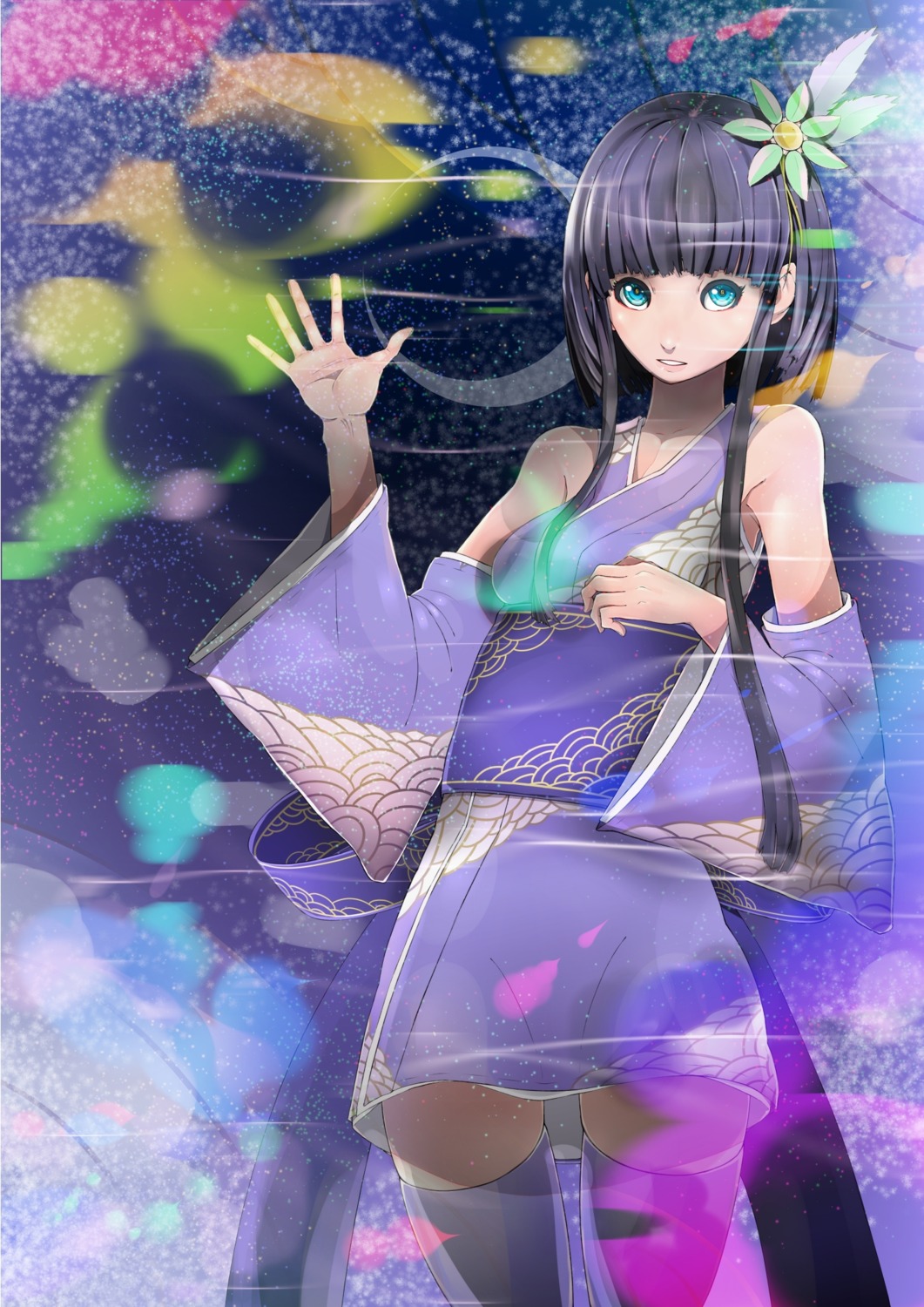 japanese_clothes kimono miyagi_ruka thighhighs