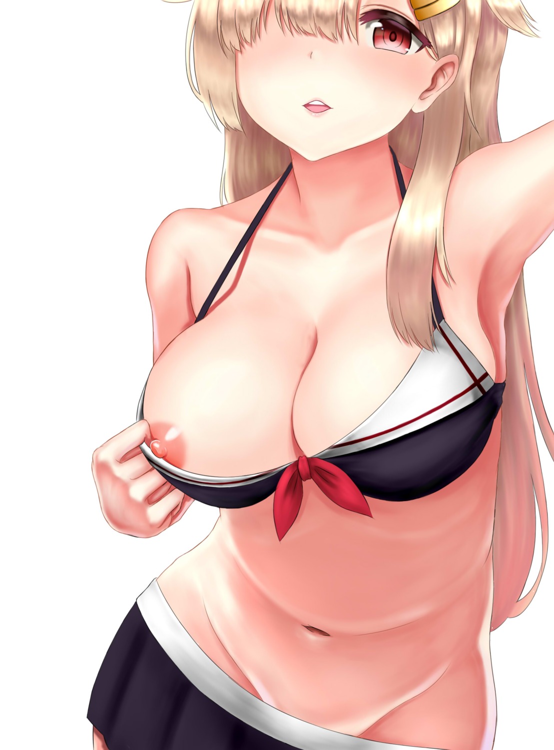 bikini_top kantai_collection nipples nopan swimsuits u4284g undressing yuudachi_(kancolle)