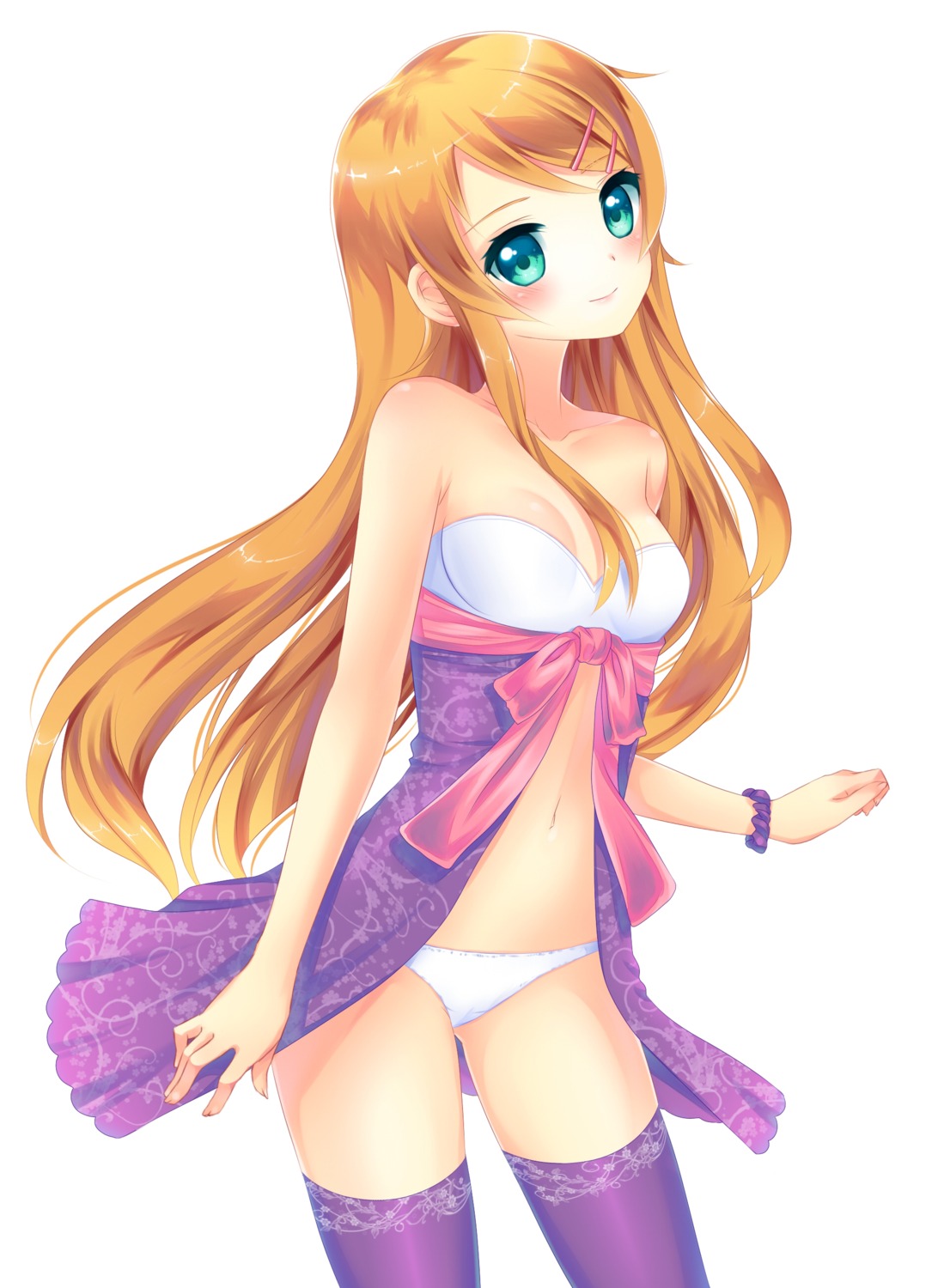 cleavage kousaka_kirino nami_(nyaa) ore_no_imouto_ga_konnani_kawaii_wake_ga_nai pantsu thighhighs