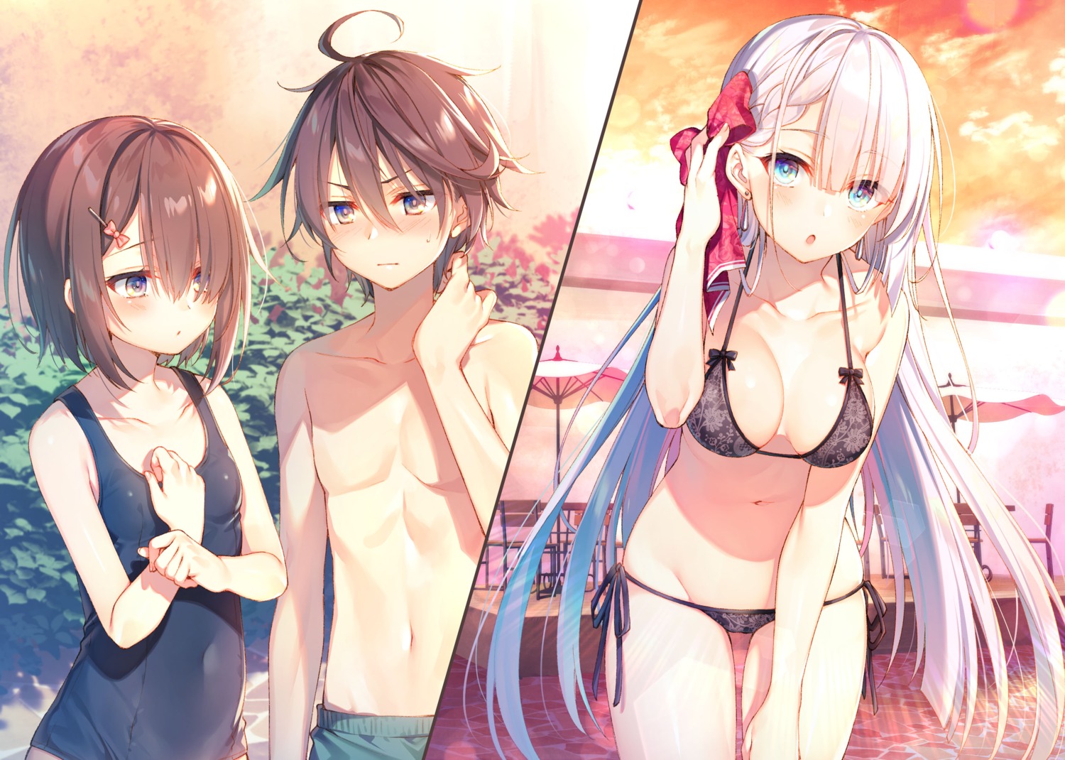 bikini leonis_death_magnus riselia_ray_crystalia school_swimsuit seiken_gakuin_no_maken_tsukai swimsuits tessera_lilybell toosaka_asagi