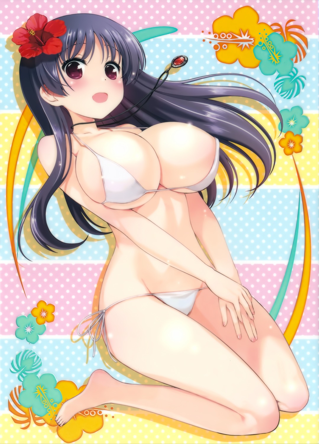 bikini breast_hold cleavage kobayashi_ritz saki shimizudani_ryuuka silhouette swimsuits