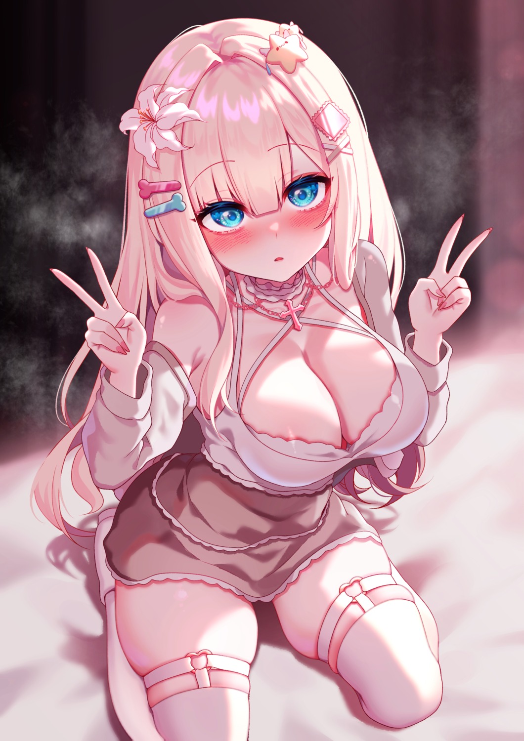 garter indie_virtual_youtuber llg062666 no_bra rong_chuhan stockings thighhighs