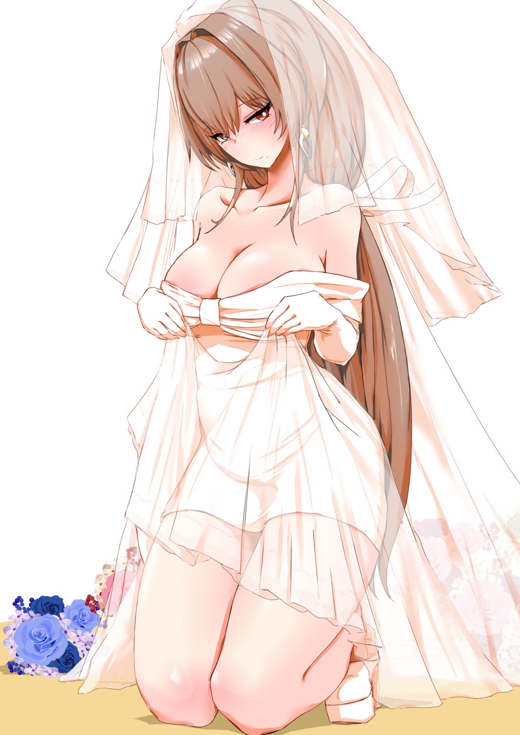 azur_lane cleavage dress heels no_bra p.i.t.d see_through swiftsure_(azur_lane) wedding_dress