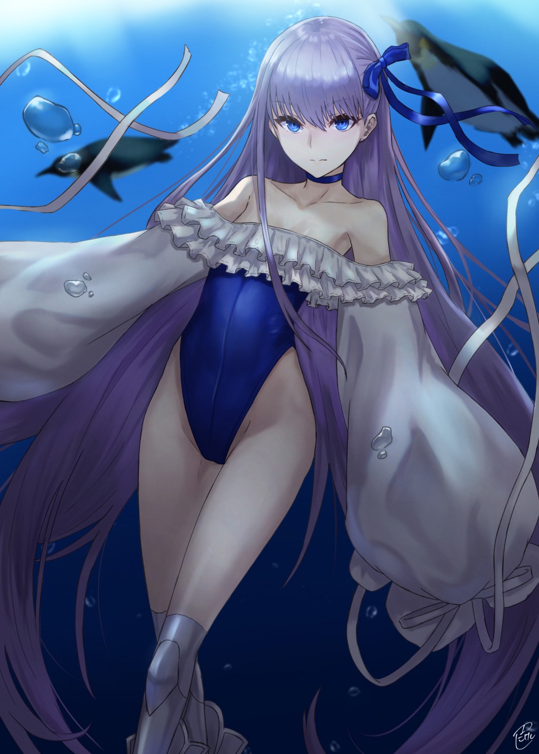 armor cleavage fate/grand_order meltryllis penguin peppertomo swimsuits thighhighs