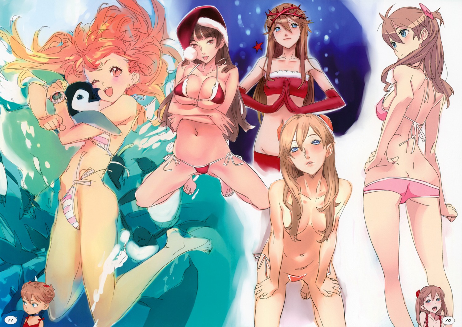 bikini breast_hold cleavage neon_genesis_evangelion nishieda souryuu_asuka_langley swimsuits topless