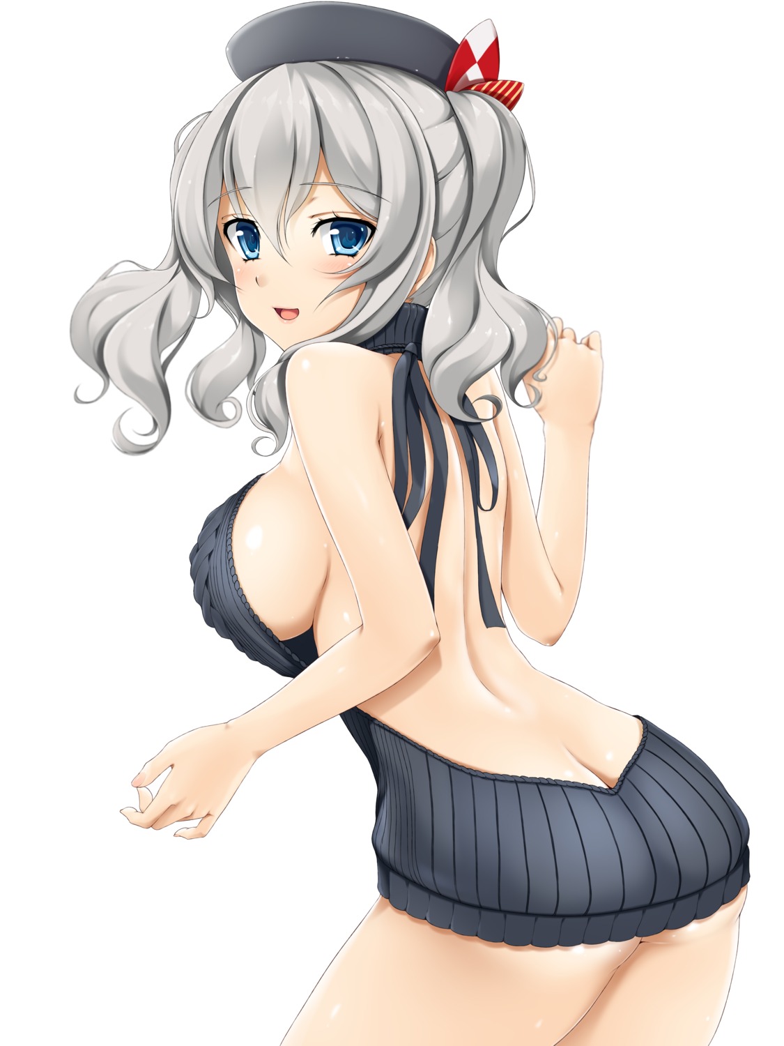 ass kantai_collection kashima_(kancolle) no_bra nopan sweater torajirusi1