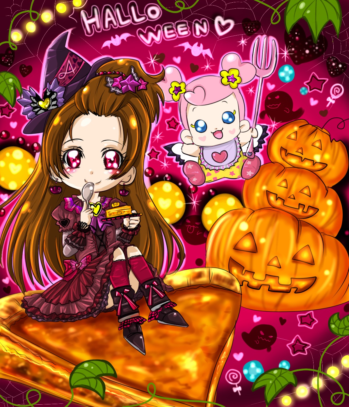 ai-chan_(precure) chibi dokidoki!_precure halloween madoka_aguri pretty_cure