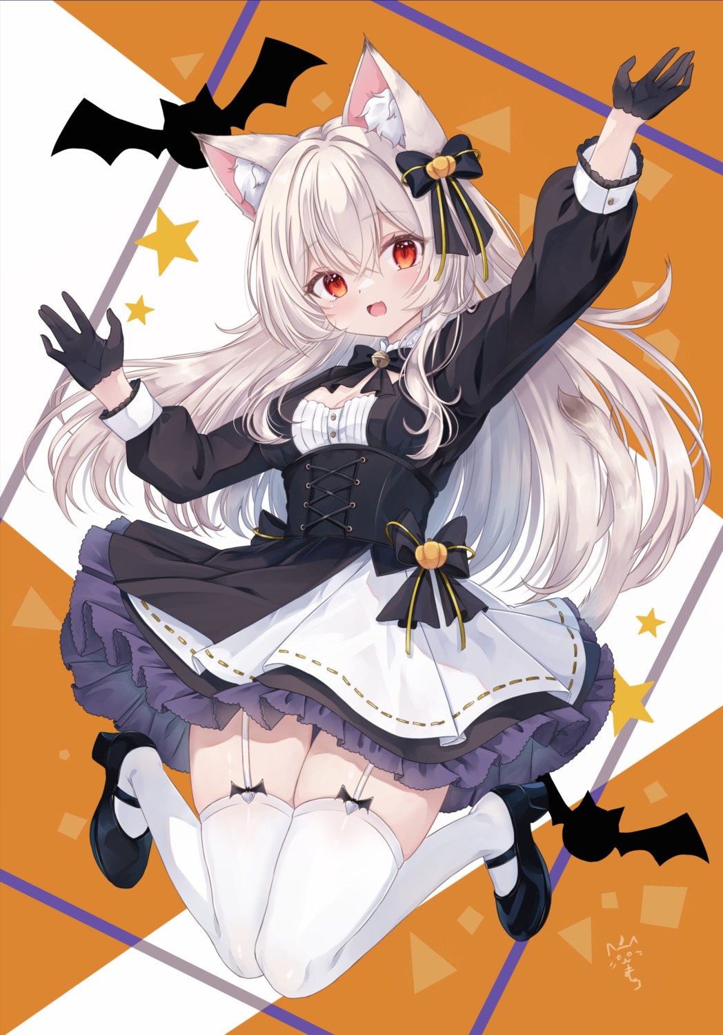 animal_ears dress gothic_lolita halloween heels lolita_fashion nekomimi skirt_lift stockings tail thighhighs yoizuki_mashiro