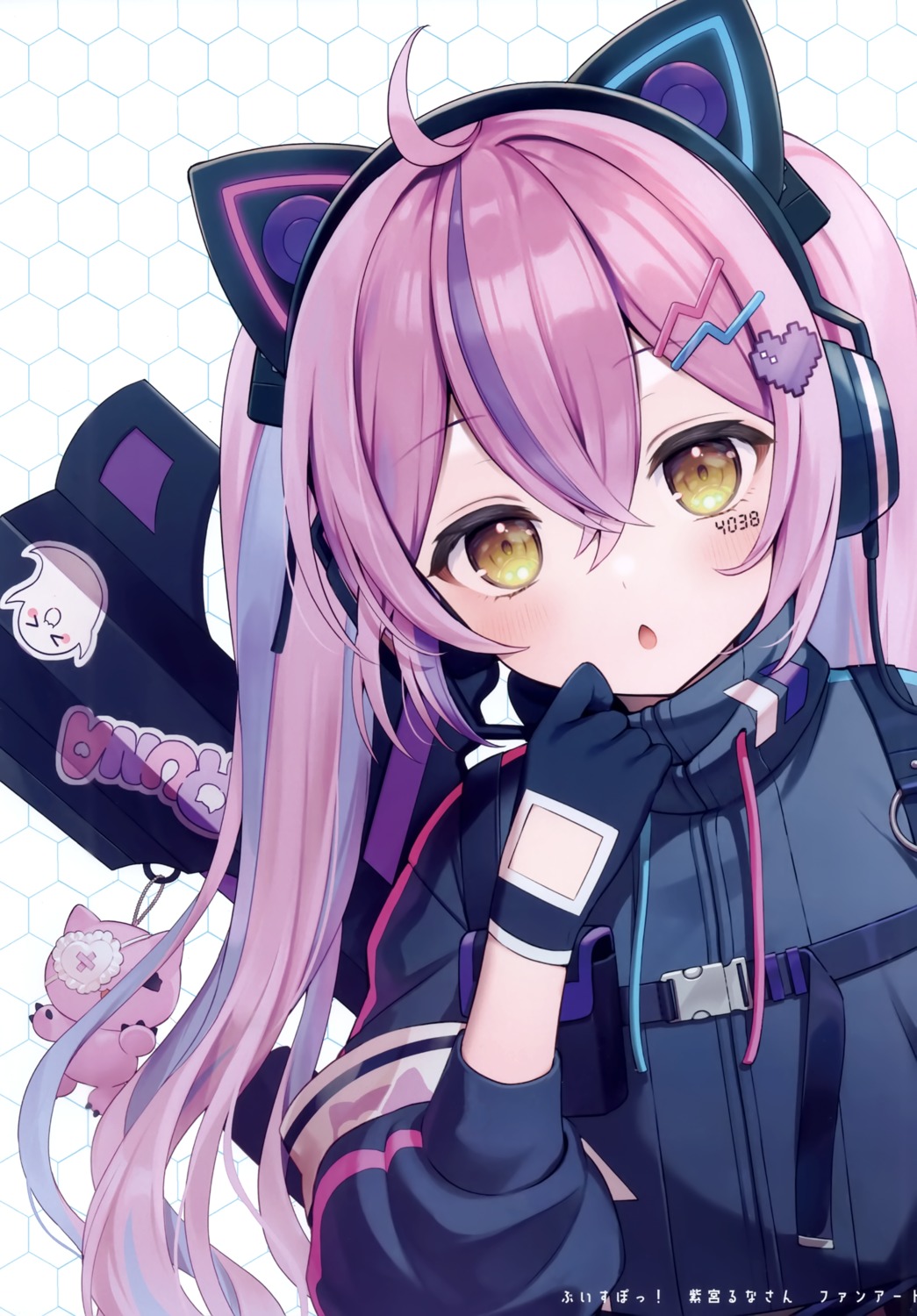 animal_ears gun headphones momoshiki_tsubaki nekomimi pitsche shinomiya_runa tattoo vspo!